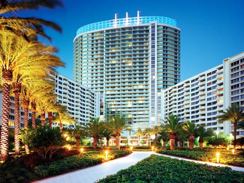 A view of the front entrance to a resort.